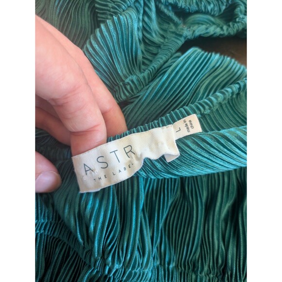 ASTR The Label Ziva Top Plisse Peasant Blouse Hunter Green Renaissance Large - Picture 6 of 9